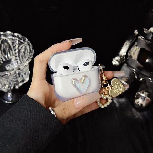 حافظة لطيفة لسماعات AirPods 2/1 من الجيل الشفاف، تصميم على شكل قوس بناتي ثلاثي الأبعاد، غطاء حماية ناعم من مادة TPU لآبل آي بود الجيل الثاني/الأول مع مجموعة أدوات تنظيف وسلسلة مفاتيح للفتيات والنساء in Kuwait