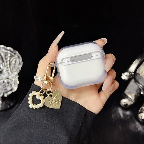 حافظة لطيفة لسماعات AirPods 2/1 من الجيل الشفاف، تصميم على شكل قوس بناتي ثلاثي الأبعاد، غطاء حماية ناعم من مادة TPU لآبل آي بود الجيل الثاني/الأول مع مجموعة أدوات تنظيف وسلسلة مفاتيح للفتيات والنساء in Kuwait