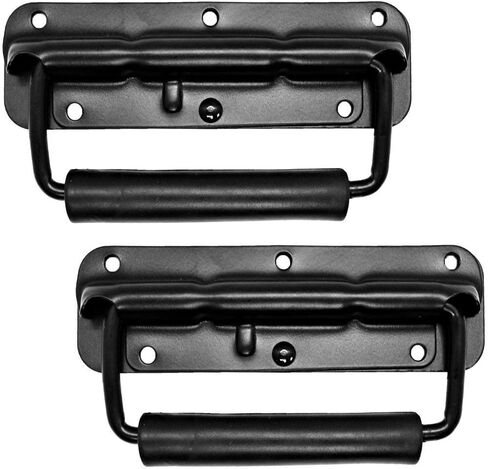 MIYAKO Speaker Cabinet Handles - Set of 2 | Spring Loaded PA Flip Black Metal | 5 9/16" X 1 3/4" | Durable Steel | Flush Surface Mount | Long Lasting (21-827) in Saudi Arabia
