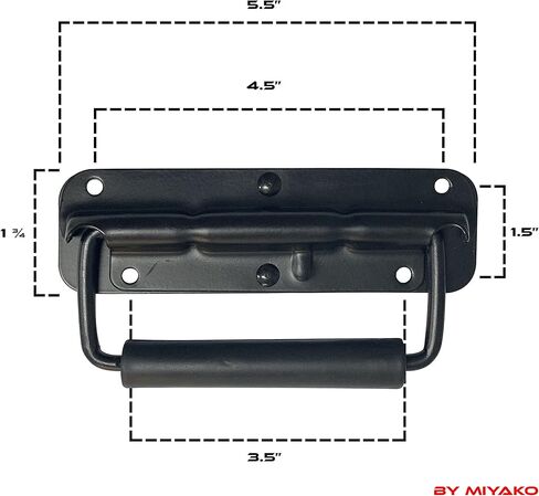 MIYAKO Speaker Cabinet Handles - Set of 2 | Spring Loaded PA Flip Black Metal | 5 9/16" X 1 3/4" | Durable Steel | Flush Surface Mount | Long Lasting (21-827) in Saudi Arabia