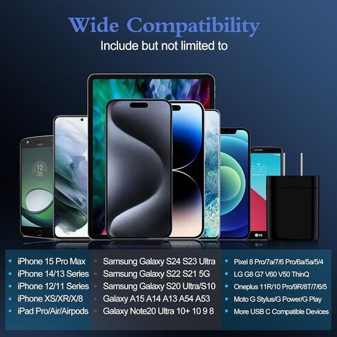 كتلة شاحن Samsung A55 فائقة السرعة من النوع C بقدرة 35 وات لهاتف Samsung Galaxy Z Flip6/Fold6/A15/A14 5G/A54/A13/A53/A34/A33/S24/S23 Ultra/S22 FE، Pixel 8a 8 7 6، iPhone 16 15 14 13 12 برو ماكس شاحن حائط USB C in Kuwait