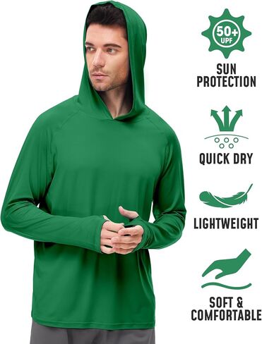 Hoodies for Men Rash Guard UPF 50 Sun Protection UV Fishing Shirts Long Sleeve Outdoor Swim Running Water Shirt Quick Dry Athletic Workout Rashguard Cooling Clothing Gray Blue 2XL in Saudi Arabia