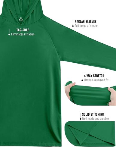 Hoodies for Men Rash Guard UPF 50 Sun Protection UV Fishing Shirts Long Sleeve Outdoor Swim Running Water Shirt Quick Dry Athletic Workout Rashguard Cooling Clothing Gray Blue 2XL in Saudi Arabia