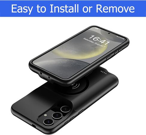 حافظة بطارية لهاتف Galaxy S24 Plus، [12000 مللي أمبير] سعة كبيرة ونحيفة وقابلة للحمل وشحن سريع، حافظة بطارية متوافقة مع حافظة شحن لاسلكية لهاتف Galaxy S24 Plus مع Carplay (6.7 بوصة) - أسود in Saudi Arabia