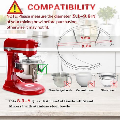 KSMBLPS صب درع لمساعد المطبخ 5.5 كوارت، درع صب لمساعد المطبخ 6 كوارت و5، 7، 8 كوارت وعاء من الفولاذ المقاوم للصدأ، ملحقات خلاط حامل وعاء رفع المطبخ، واقي من الرذاذ ضمان لمدة ثلاث سنوات in Kuwait