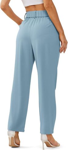 onlypuff High Waist Wide Leg Petite Pants for Women Dark Grey Straight Long Trousers L in Saudi Arabia