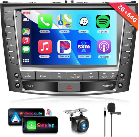 ستيريو راديو السيارة 2G+64G لسيارة Lexus IS250 2006-2012 مع CarPlay Android Auto، وحدة رأس شاشة تعمل باللمس 9 بوصة Android 13، نظام HiFi Audio GPS Navigation WiFi Bluetooth SWC HD كاميرا احتياطية in Saudi Arabia