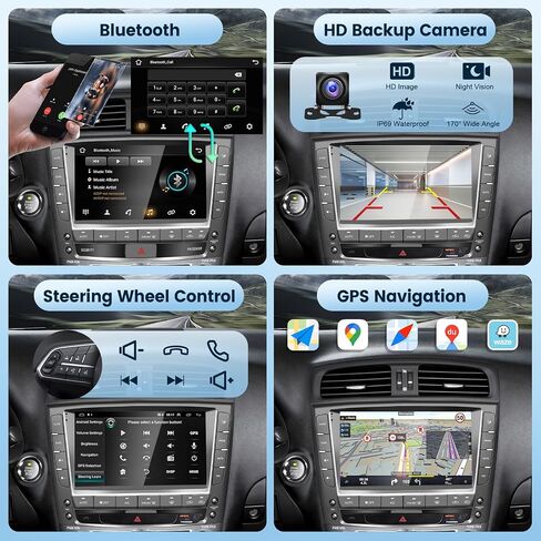 ستيريو راديو السيارة 2G+64G لسيارة Lexus IS250 2006-2012 مع CarPlay Android Auto، وحدة رأس شاشة تعمل باللمس 9 بوصة Android 13، نظام HiFi Audio GPS Navigation WiFi Bluetooth SWC HD كاميرا احتياطية in Saudi Arabia