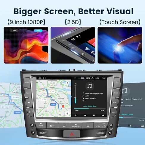 ستيريو راديو السيارة 2G+64G لسيارة Lexus IS250 2006-2012 مع CarPlay Android Auto، وحدة رأس شاشة تعمل باللمس 9 بوصة Android 13، نظام HiFi Audio GPS Navigation WiFi Bluetooth SWC HD كاميرا احتياطية in Saudi Arabia
