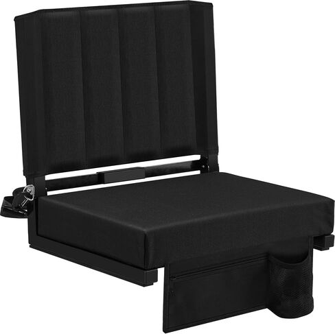 Eusuncaly Stadium Seat for Bleachers with Back Support and Wide Comfy Padded Cushion, Foldable Stadium Seats Chairs with Shoulder Strap and Storage Pockets, Bench Chair for Bleachers in Saudi Arabia