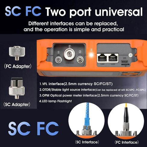 Mini-Pro SM OTDR 1310/1550nm 26/24dB 4.3 بوصة شاشة تعمل باللمس نطاق اختبار 5m-100Km اختبار الشبكة البصرية المدمج في موصل OPM/OLS / RJ45 / VFL UPC مع FC/UPC-FC/APC-SX (محول YD-4000 ) in Kuwait