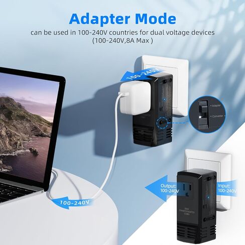 2000W Voltage Converter 220V to 110V Converter Step Down Voltage for European Travel, Universal Travel Adapter Power Converter Adapter Combo with Type A G I C in Saudi Arabia