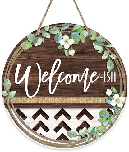 Deroro Welcome Spring Geranium Flower Sign for Front Door Decor, Floral Buffalo Plaid Chair Wood Door Hanger for Outdoor Outside Porch, Summer Farmhouse Wooden Wreath Indoor Wall Hanging Decoration in Kuwait