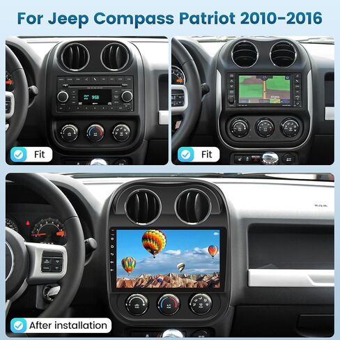 راديو سيارة EKAT لسيارة Jeep Compass Patriot 2010 2011 2012 2013 2014 2015 2016، [2G+64G] 10.1 بوصة شاشة لمس Android Patriot Stereo، CarPlay/Android Auto/DSP Audio/1080P/SWC/Bluetooth/WiFi in Saudi Arabia