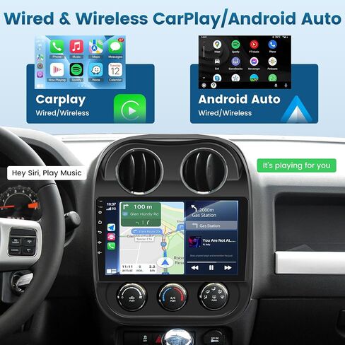 راديو سيارة EKAT لسيارة Jeep Compass Patriot 2010 2011 2012 2013 2014 2015 2016، [2G+64G] 10.1 بوصة شاشة لمس Android Patriot Stereo، CarPlay/Android Auto/DSP Audio/1080P/SWC/Bluetooth/WiFi in Saudi Arabia