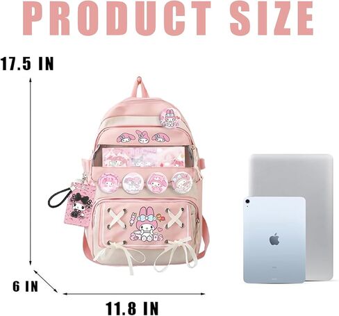 Anime Backpack For Teenagers Girls With Accessories Aesthetic Backpack Cute Cartoon Anti-Theft Travel Backpack in Saudi Arabia
