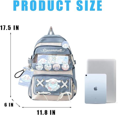 Anime Backpack For Teenagers Girls With Accessories Aesthetic Backpack Cute Cartoon Anti-Theft Travel Backpack in Saudi Arabia