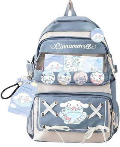 Anime Backpack For Teenagers Girls With Accessories Aesthetic Backpack Cute Cartoon Anti-Theft Travel Backpack in Saudi Arabia