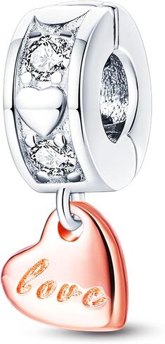 NUJIFFY 925 Sterling Silver Charms Beads for Bracelets & Necklaces, Pink Heart Charm Angel Cross Birthday Gifts Pendant Jewelry for Women Men Teens in Kuwait