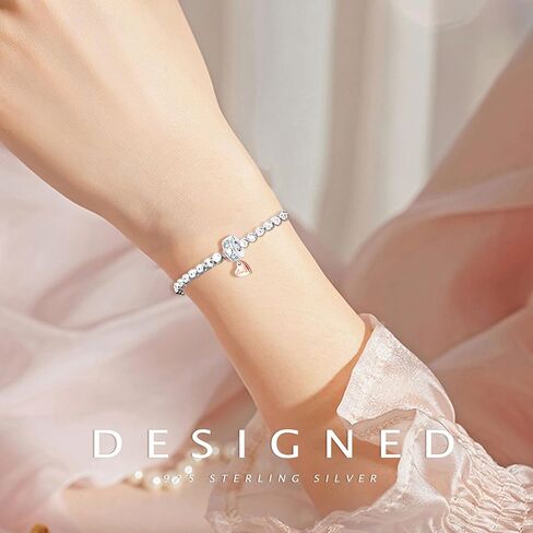 NUJIFFY 925 Sterling Silver Charms Beads for Bracelets & Necklaces, Pink Heart Charm Angel Cross Birthday Gifts Pendant Jewelry for Women Men Teens in Kuwait