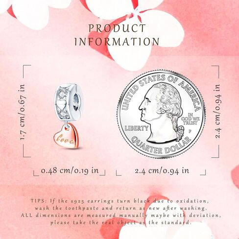 NUJIFFY 925 Sterling Silver Charms Beads for Bracelets & Necklaces, Pink Heart Charm Angel Cross Birthday Gifts Pendant Jewelry for Women Men Teens in Kuwait