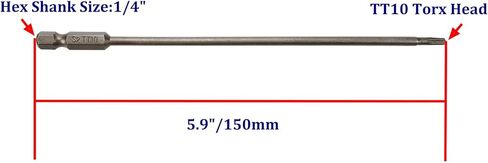 مجموعة لقم توركس TT10 S2 لقم مفك فولاذي 1/4 بوصة ساق سداسية، طول 100 مم/4 بوصة لمفك الصدمات (10 قطع) in Kuwait