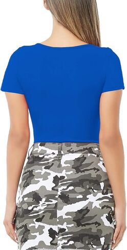 MANGDIUP Women's Scoop Neck T Shirts Basic Bodysuits Jumpsuits (Short Sleevee Nude.XXL) in Saudi Arabia