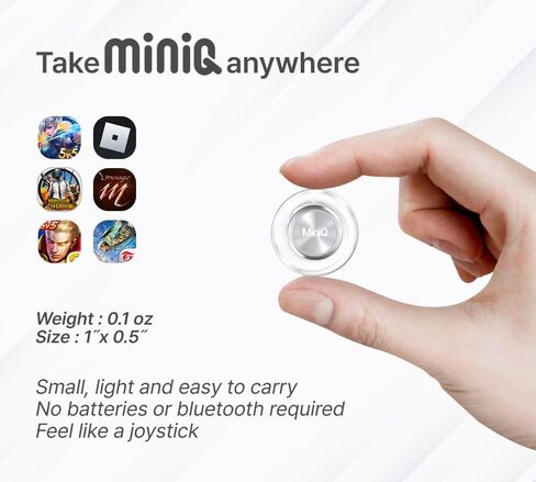 عصا التحكم في ألعاب الهاتف المحمول MiNiQ لأجهزة iPhone iPad وAndroid والهواتف الذكية والكمبيوتر اللوحي والتحكم في الألعاب مع حقيبة حمل مرآة زينة بيضاء صلبة in Saudi Arabia