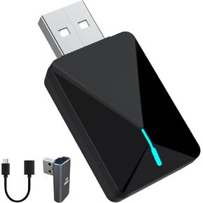 Wireless CarPlay Adapter for iPhone, Convert Wired to Wireless Apple CarPlay Adapter, Mini Size with Extension Cable USB & USB-C/Type-C, 5.8Ghz Dual-Band WiFi, Auto-Connect, OTA Update, Not for BMW