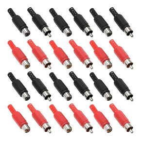 The Lord of the Tools 40PCS Solder RCA Plug Adapter Audio Video Connector Replacement RCA Male and Female Plug Jack (10 Red/Black Male & 10 Red/Black Female)