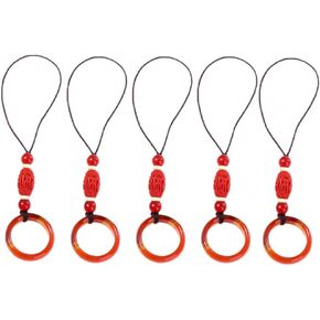Leadigol 5 Pcs Finger Ring Strap Mobile Phone Strap Braid Pendant Cell Phone Lanyard Keychain Agate Chain Wrist Strap Ring Buckle for Women Men
