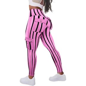 Flamingals Butt Lifting Leggings with Flap Pockets Workout Cargo Leggings for Women and Yellow XL