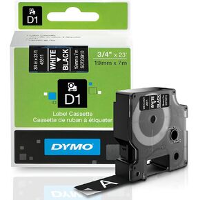 DYMO Standard D1 Labeling Tape for LabelManager Label Makers, Blue Print on Clear Tape, 1/2'' W x 23' L, 1 Cartridge (45011)