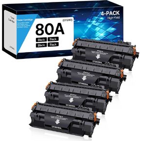 80A Toner Cartridge Black High Yield Compatible for HP 80A CF280X CF280A 80X use with HP Laserjet Pro 400 M410 M401D M401A M401N M401 Printer (Black, 4-Pack)
