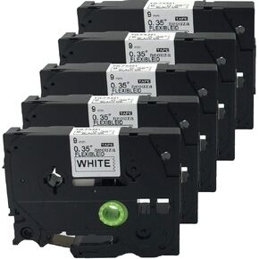 NEOUZA Compatible Label Tape Replacement for Brother Tze Tz 9mm x 8m (TZe-Fx221 Flexible ID Wire Cable Black on White) 5PK