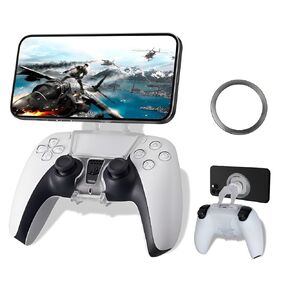 PS5 Controller Phone Mount – Adjustable Mobile Phone Holder Clip for Playstation 5 Dualsense, Magnetic Gaming Clip for iPhone & Android – Ergonomic Design, Ultra-Strong Magnets, 360° Rotation – Black