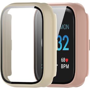 Intended for iTouch Air 3 44mm Screen Protector with Tempered Glass Film Hard PC Bumper Full Cover Shell Smartwatch Accessories for iTouch Air 3 44mm Case (Black&Black)