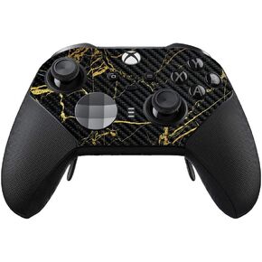 MightySkins Carbon Fiber Skin Compatible with Xbox Elite Series 2 Controller - Black Gold Marble | Protective, Durable Textured Carbon Fiber Finish | Easy to Apply | Made in The USA