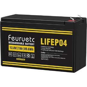 12V 7Ah LiFePO4 Battery - Replacement Sealed Lead-Acid 6FM7 Batteries, Built-in 7A BMS, 2000+ Deep Cycles Lithium Battery for Solar System, Scooter, Kid's Ride-on Toys And More