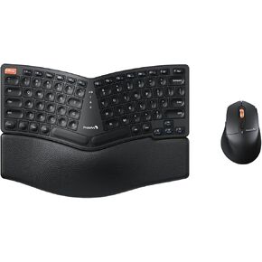 ProtoArc EKM04 مجموعة لوحة مفاتيح وماوس لاسلكية مريحة، لوحة مفاتيح مدمجة، ماوس لاسلكي قابل لإعادة الشحن مع 4 نقاط لكل بوصة قابلة للتعديل، تصميم منفصل، مسند للمعصم، مستقبل USB 2.4 جيجا هرتز، للنوافذ in Kuwait