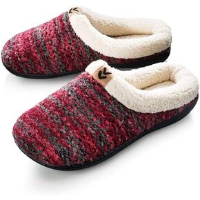 Roxoni Womens Knitted Fleece Lined Clog Slippers Warm House Shoe