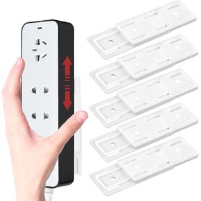 6 PCS Adhesive Punch Free Socket Holder, Wall Mount Power Strip Holder Surge Protector Power Strip Space-Saving and Easy to Install Cable Management Office Essentials for Wifi Router Tissue Box