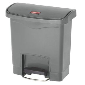 Rubbermaid Commercial Products Streamline Slim Step-On Plastic Trash Garbage Can, 24 Gallon, Black, Hands-Free Garbage Can for Medical Waste in Hospitals/Lab/Emergency/Patient Rooms
