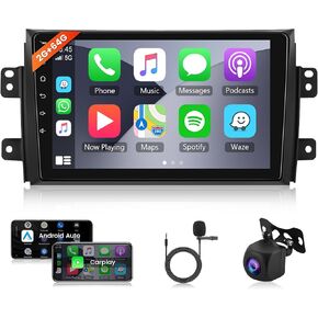2+64G Android Car Radio Car Stereo for Suzuki SX4 2006-2013 with Wireless Carplay Android Auto, 9’’ Touch Screen Head Unit Mirror Link WiFi GPS Navigation Bluetooth FM RDS EQ AHD Backup Camera SWC MIC