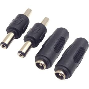 Qaoquda DC 5.5 x 2.1mm Power Adapter, (2 Pairs) DC Power 5.5mm x 2.1mm Female to Female Coupler, Male to Male Coupler, for LED/CCTV Camera