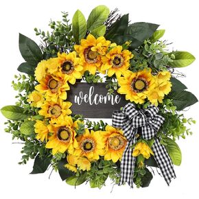 Sunflower Wreath,Home Sweet Home Spring Summer Wreath for Front Door,Front Door Wreath,Porch Decor,Housewarming Gift,Peony Wreath,Orange Flower Wreath, Farmhouse Everyday Wreath,Mother's Day gift-20