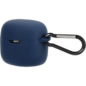 Geekria Silicone Case Cover Compatible with JBL Tune Flex True Wireless Earbuds, Protective Earphones Skin Cover with Keychain Hook, Charging Port Accessible, Support Wireless Charging (Blue)