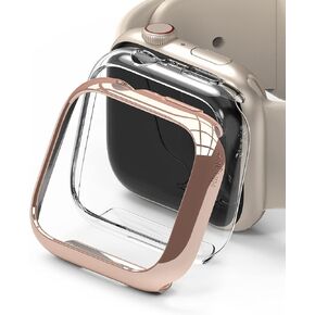 Ringke Slim [No More Discoloration / 2 Pack] Compatible with Apple Watch Series 9, 8, 7 Case (41mm) for Minimalist, Solid Transparent Cover for Women, Men - Clear + Matte Black