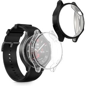 kwmobile Case Compatible with OnePlus Watch 2 / Oppo Watch X Case - 2X TPU Silicone Fitness Tracker Cover - Transparent
