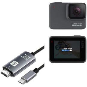 BoxWave Cable Compatible with GoPro Hero 7 Silver - SmartDisplay Cable - USB Type-C to HDMI (6 ft), USB C/HDMI Cable for GoPro Hero 7 Silver - Jet Black